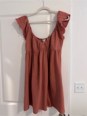Roxy Rust Red Crinkle Gauze Sundress